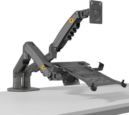 F160-FP デュアルアーム ノートPC＋モニター用 トレイ付き（耐荷重各9kg）