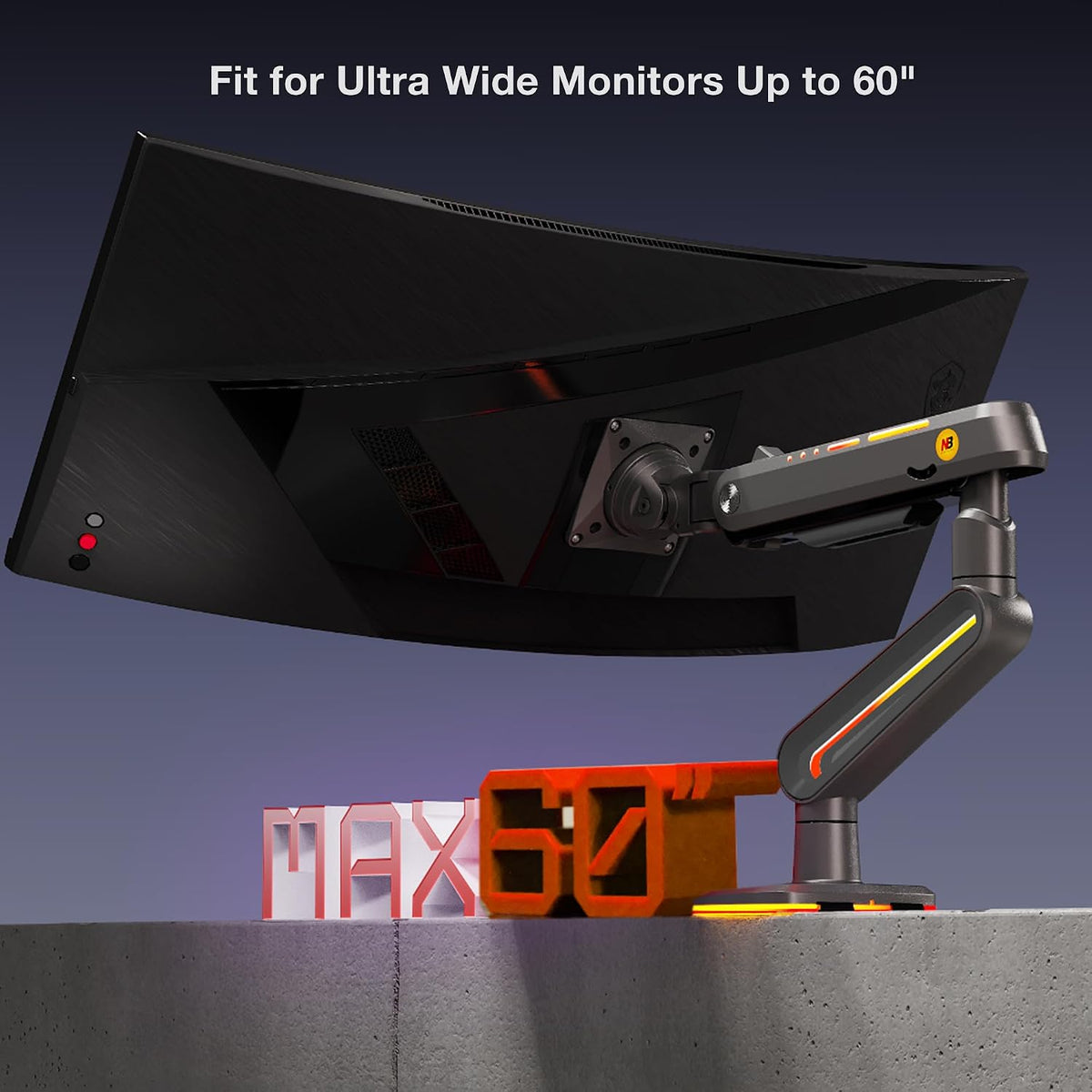 F6 大型モニターアーム RGBライト付き（最大60インチ・耐荷重20kg）