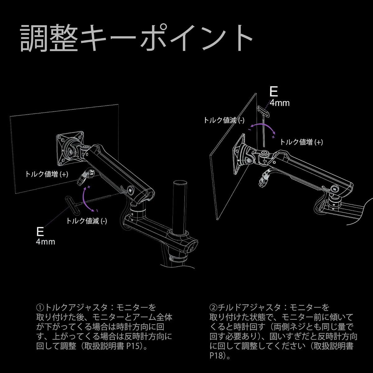 F7 大型モニターアーム 省スペース ポール型 RGBライト付き（最大60インチ・耐荷重20kg）